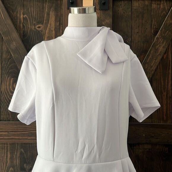 Elegant Strechy Peplum Bodycon Short Sleeve Work Dresses Bow Club Ruffle… - Picture 4 of 15